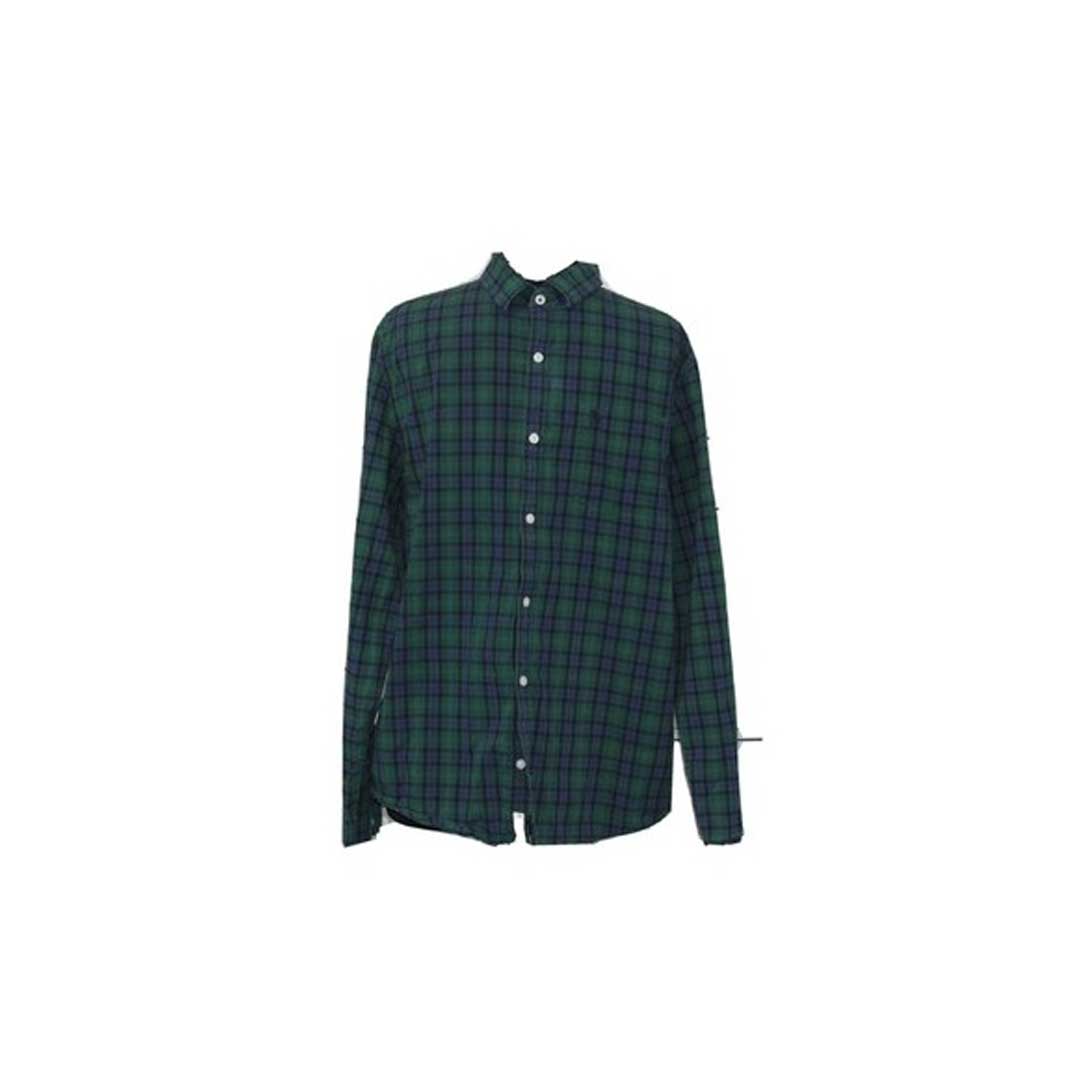 شي ان قميص رجالي كاروهات كم طويل - أخضر