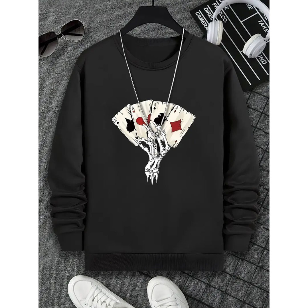 سويت شيرت رقبة دائرية رجالي - أسود