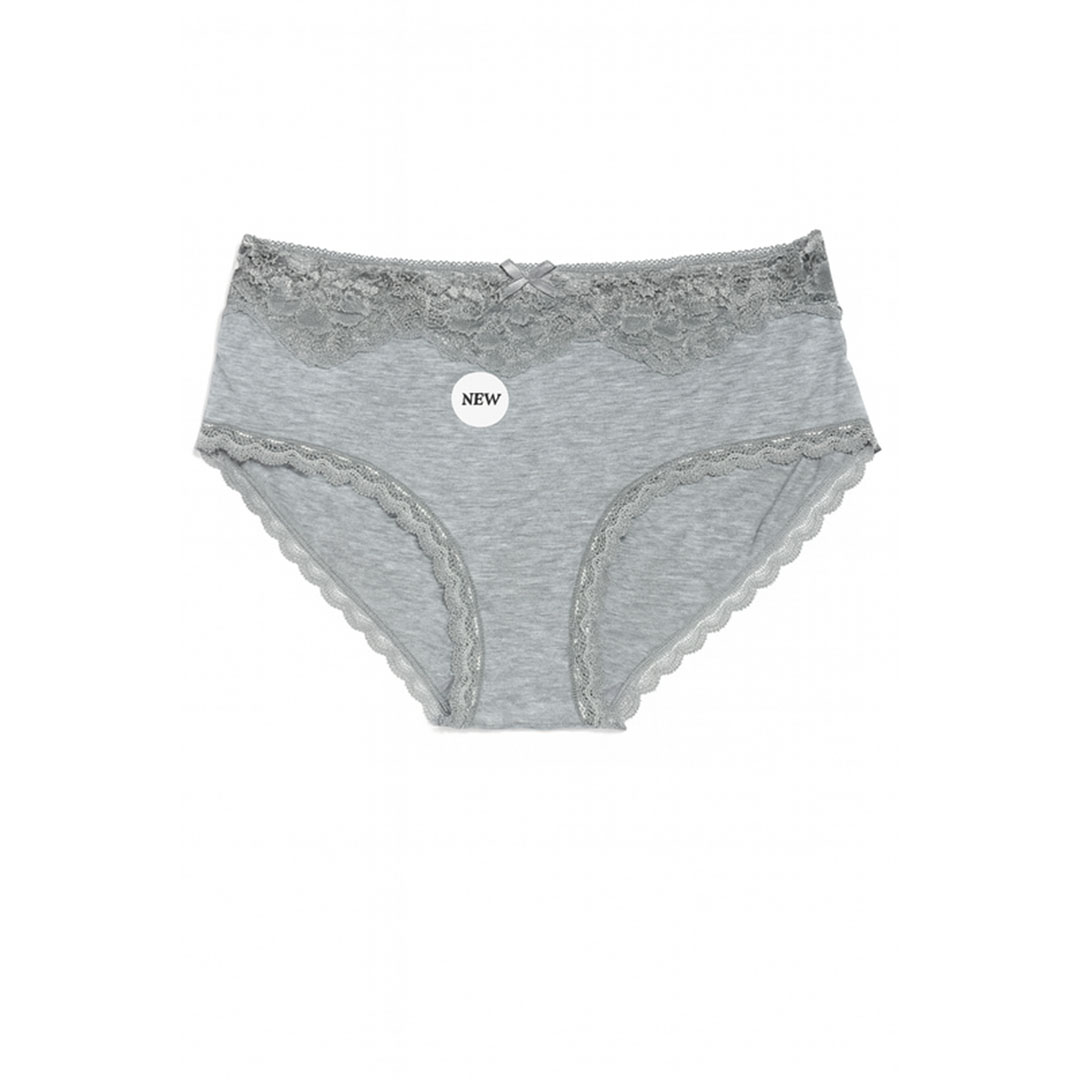 بانتي حريمي قطن و دانتيل - رمادي