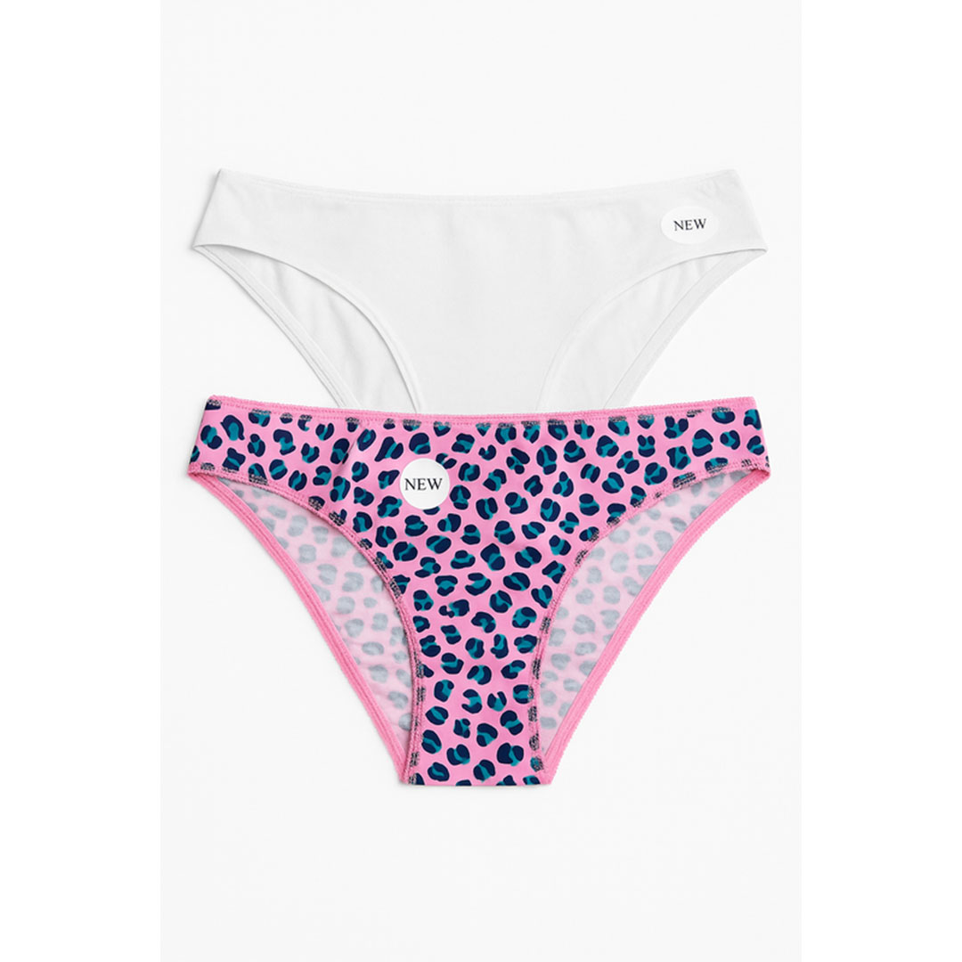 بانتي قطن حريمي - 2 قطعة - أبيض / بينك