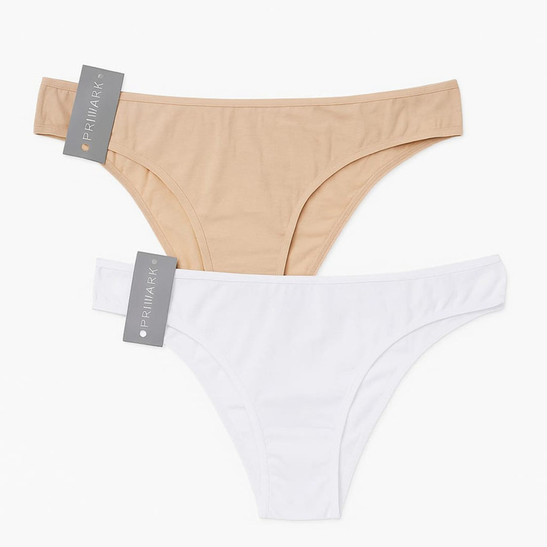 بانتي حريمي مقاس صغير - 2 قطعة - أبيض/بيج