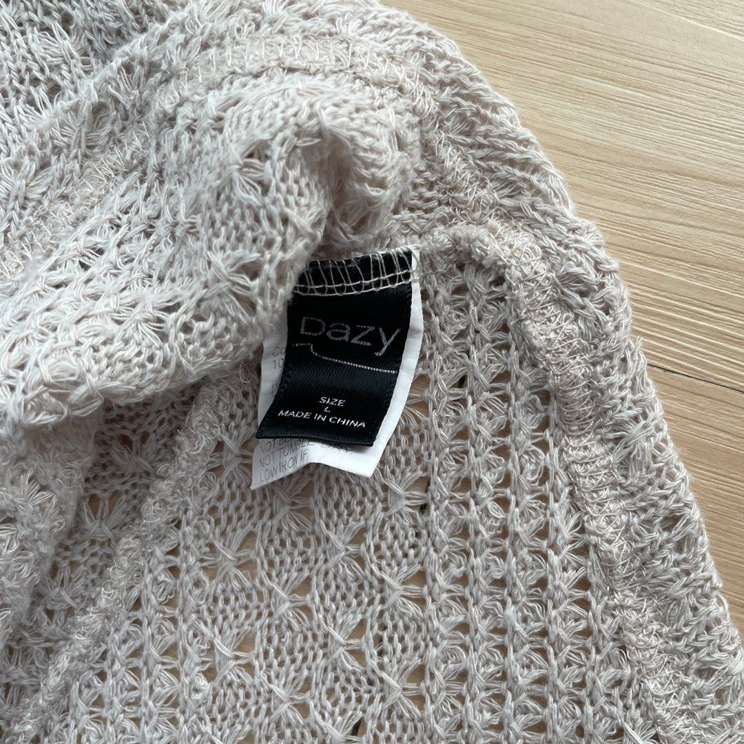 شي ان كارديجان بوليرو دازي محبوك بأكمام طويلة - رمادي فاتح