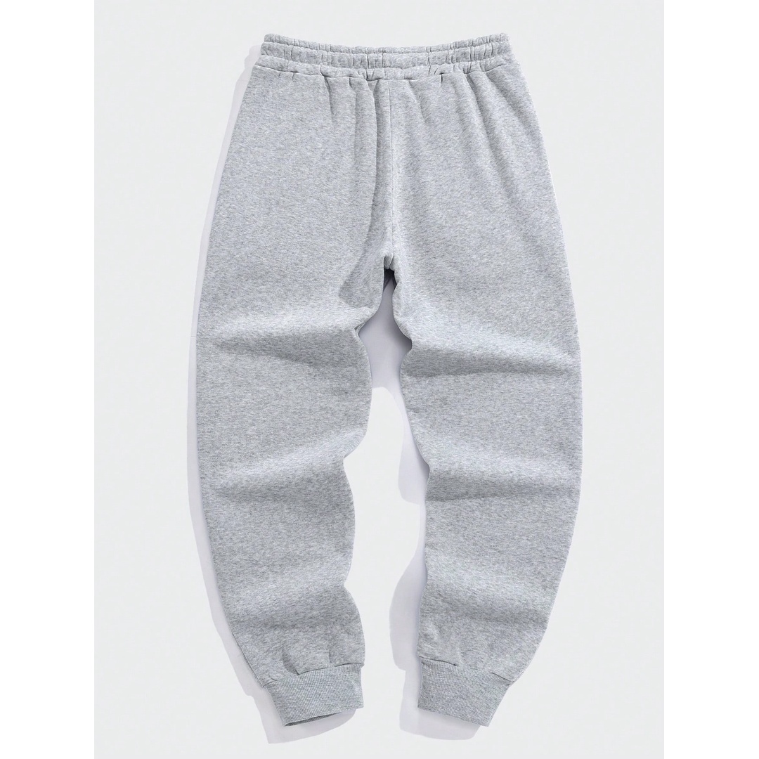 شي ان بنطلون رياضي رجالي بوسط استك ورباط شد - رمادي