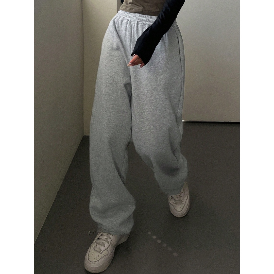 شي ان سويت بانتس حريمي سادة شتوي - رمادي