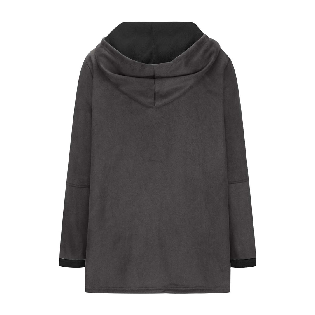 بالطو حريمي بأزرار صوف بأكمام طويلة - أسود