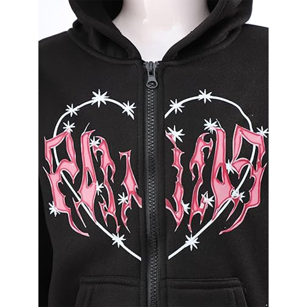 سويت شيرت أطفالي بسوستة و بكم طويل للجنسين - أسود