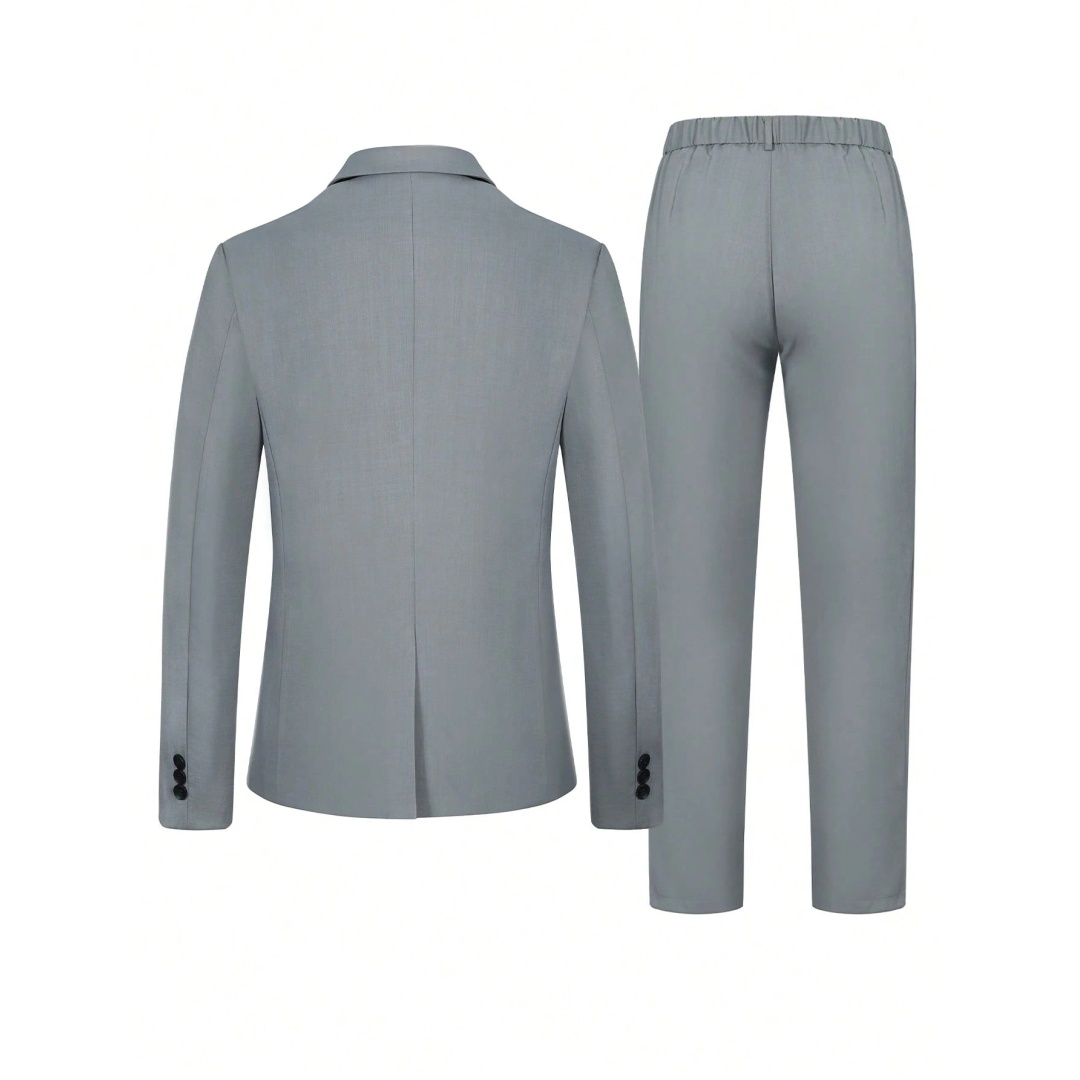 شي ان طقم بدلة رجالي رمادي قطعتين ستايل عملي كاجوال