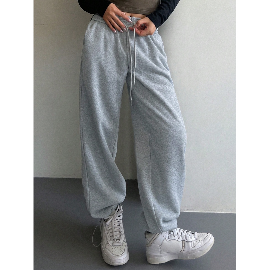 شي ان سويت بانتس حريمي سادة شتوي - رمادي