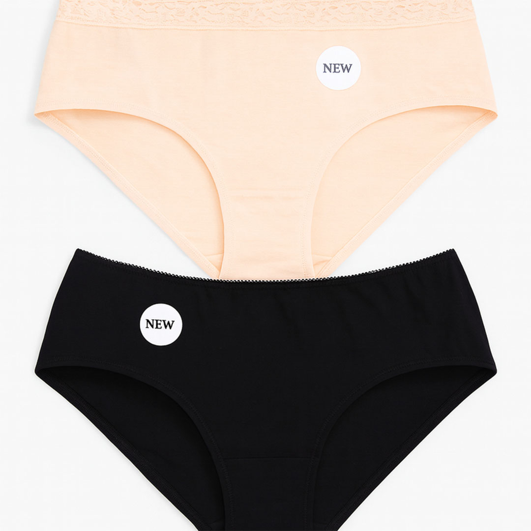 بانتي قطن ودانتيل حريمي - 2 قطعة - سيمون / أسود