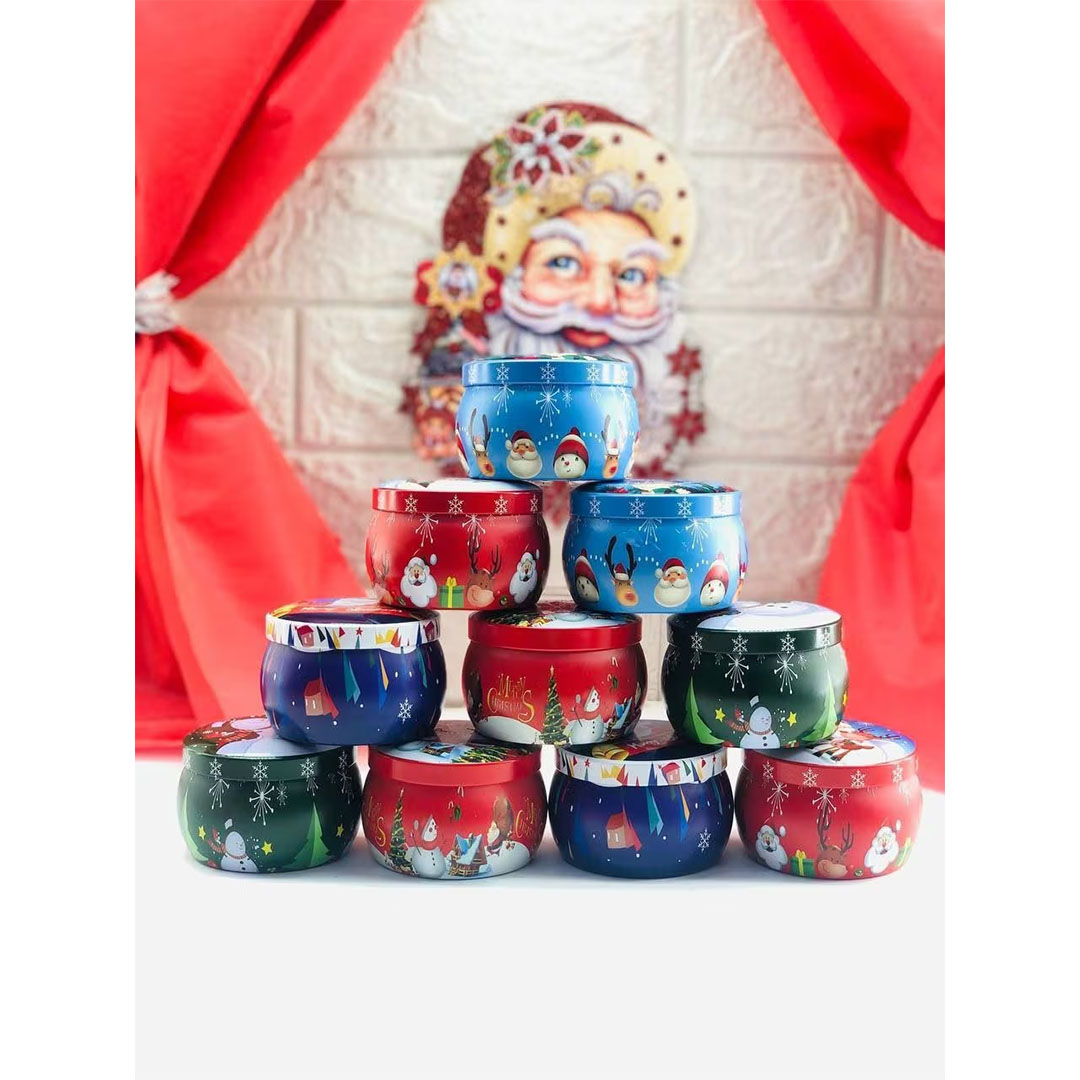 شمع الكريسماس الفواحة برسمة بابا نويل - 1 قطعه - 7*6 سم