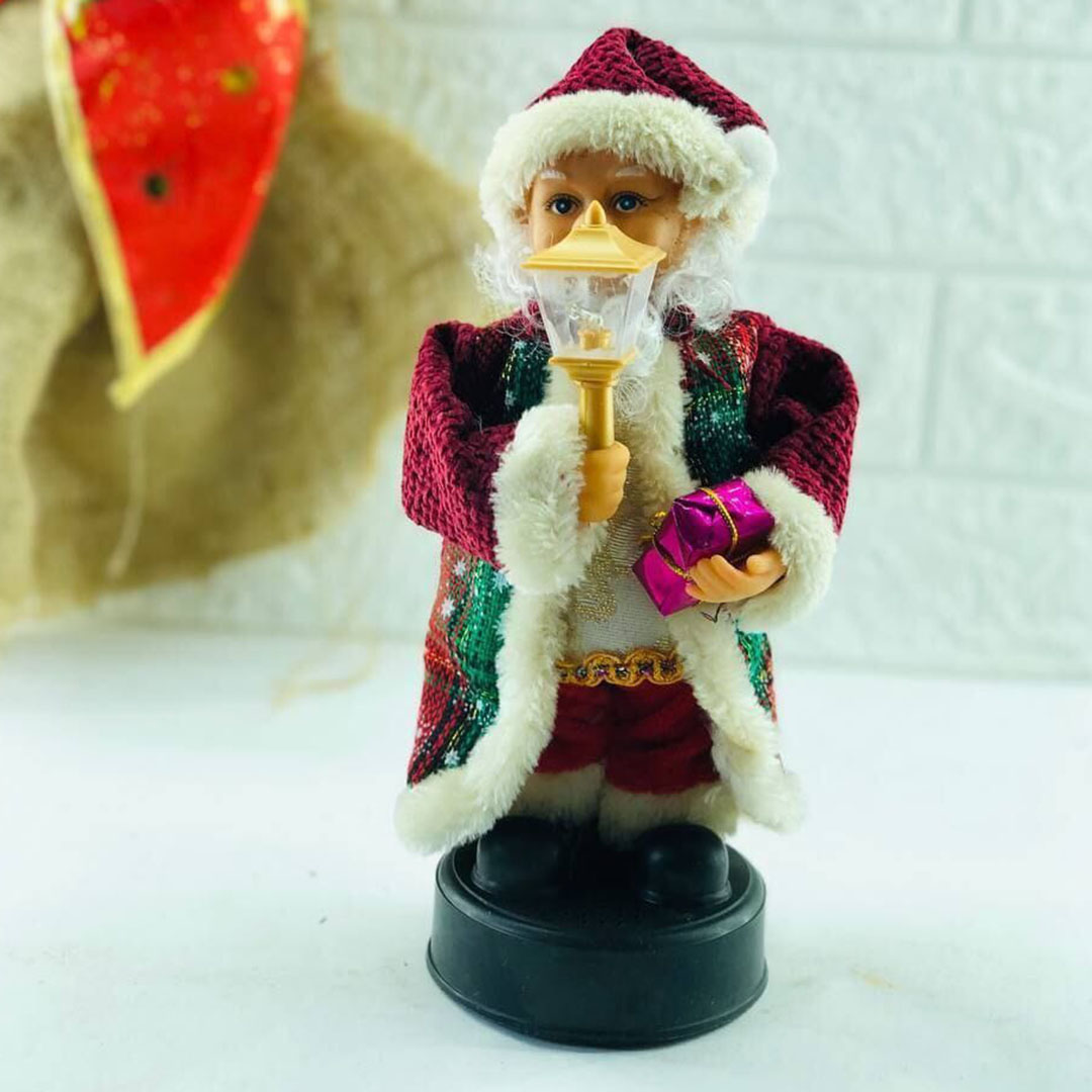 مجسم بابا نويل ماسك القنديل - 25 سم - أحمر