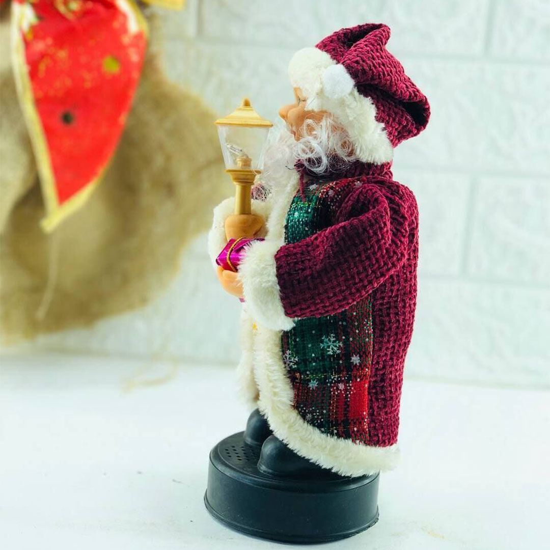مجسم بابا نويل ماسك القنديل - 25 سم - أحمر