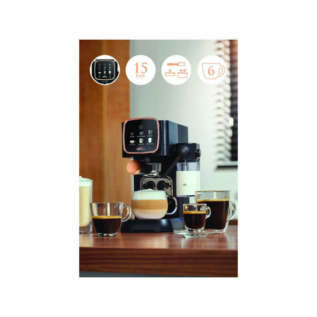 أوكا ماكينة تحضير الإسبرسو الأوتوماتيكية بالكامل - اسود/نحاسي - OK0032-04