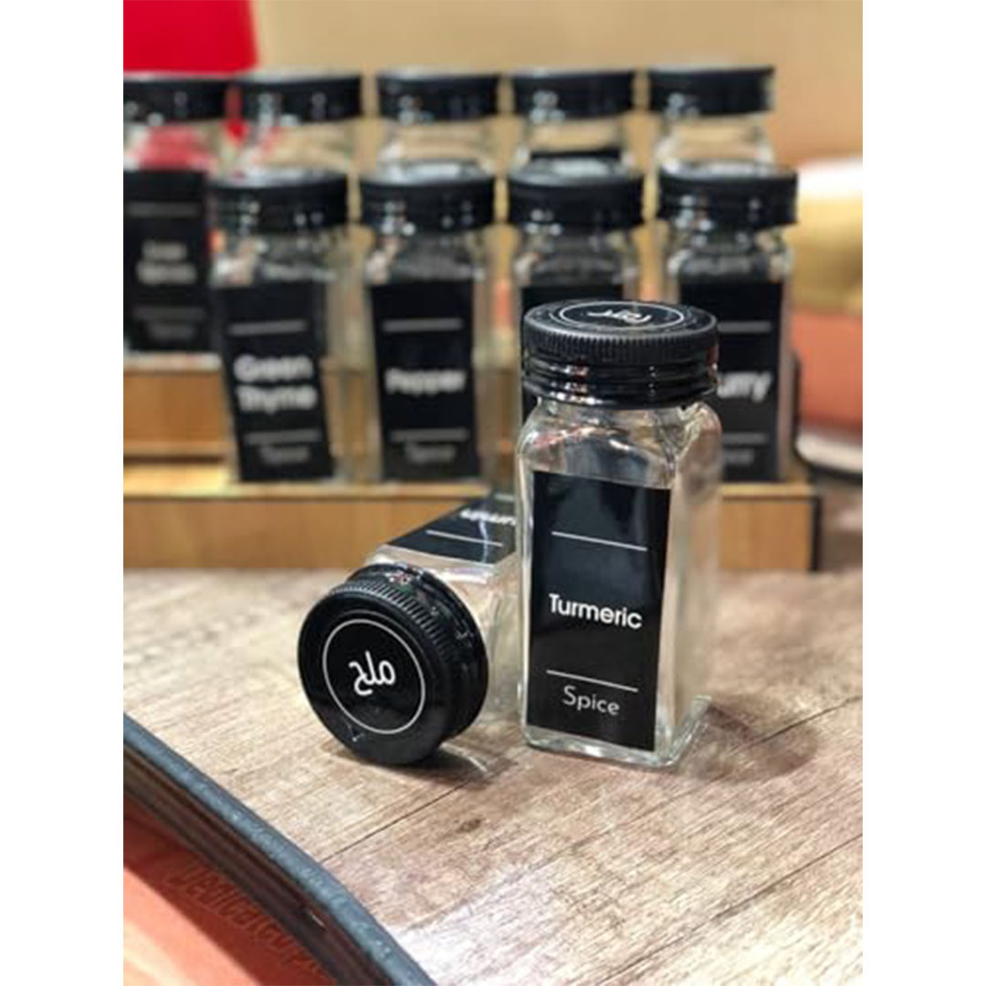 طقم توابل غطاء اسود باستاند - 12قطعة