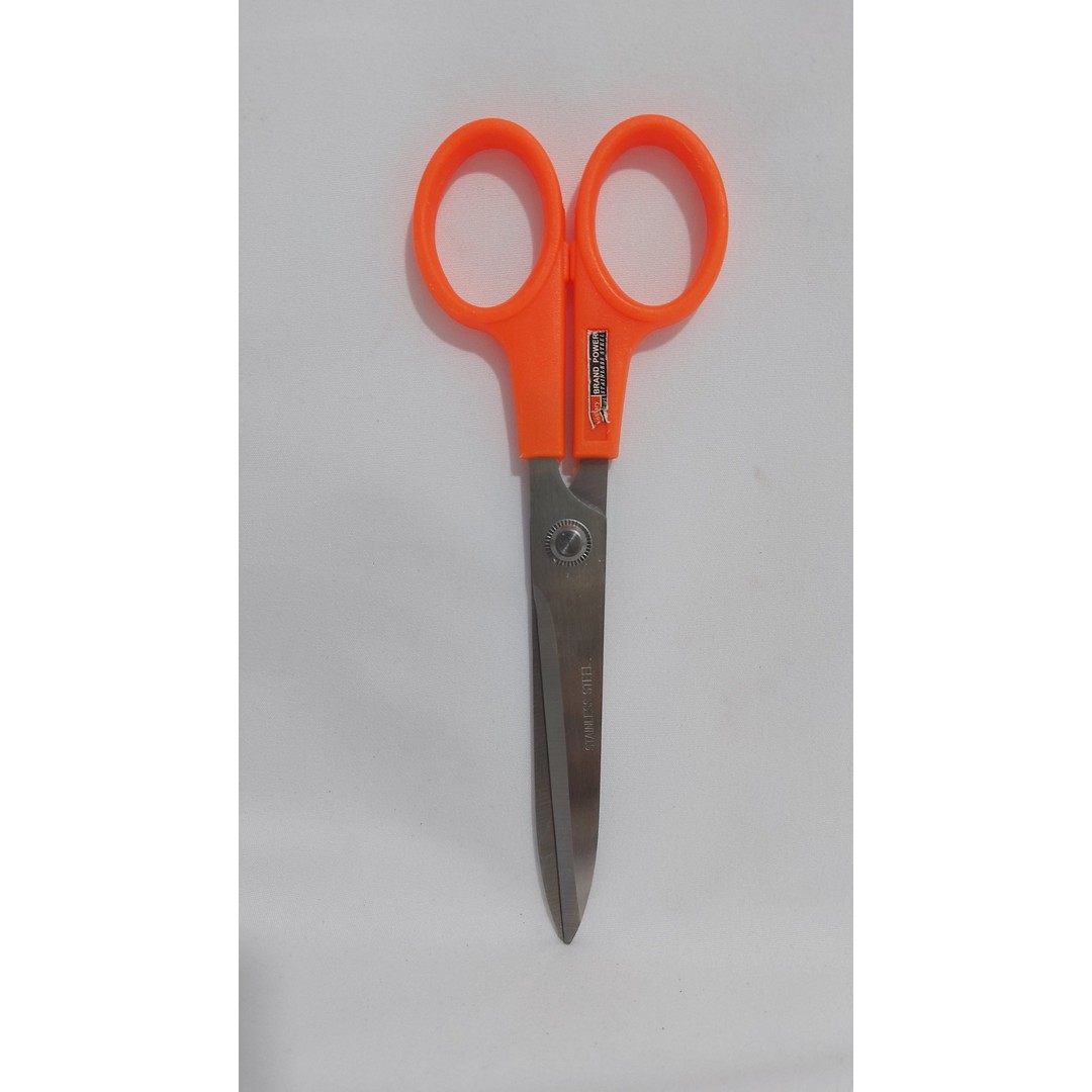مقص مكتب معدني بيد بلاستيك - برتقالي