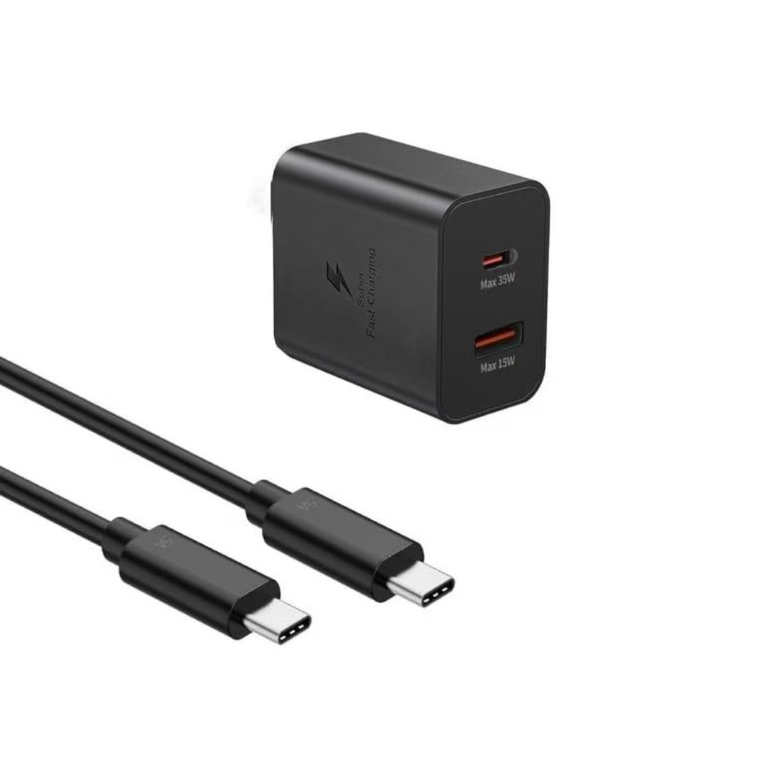 شاحن دادو سريع بمنفذين شحن مع كابل شحن تايب سي - 35 وات - أسود