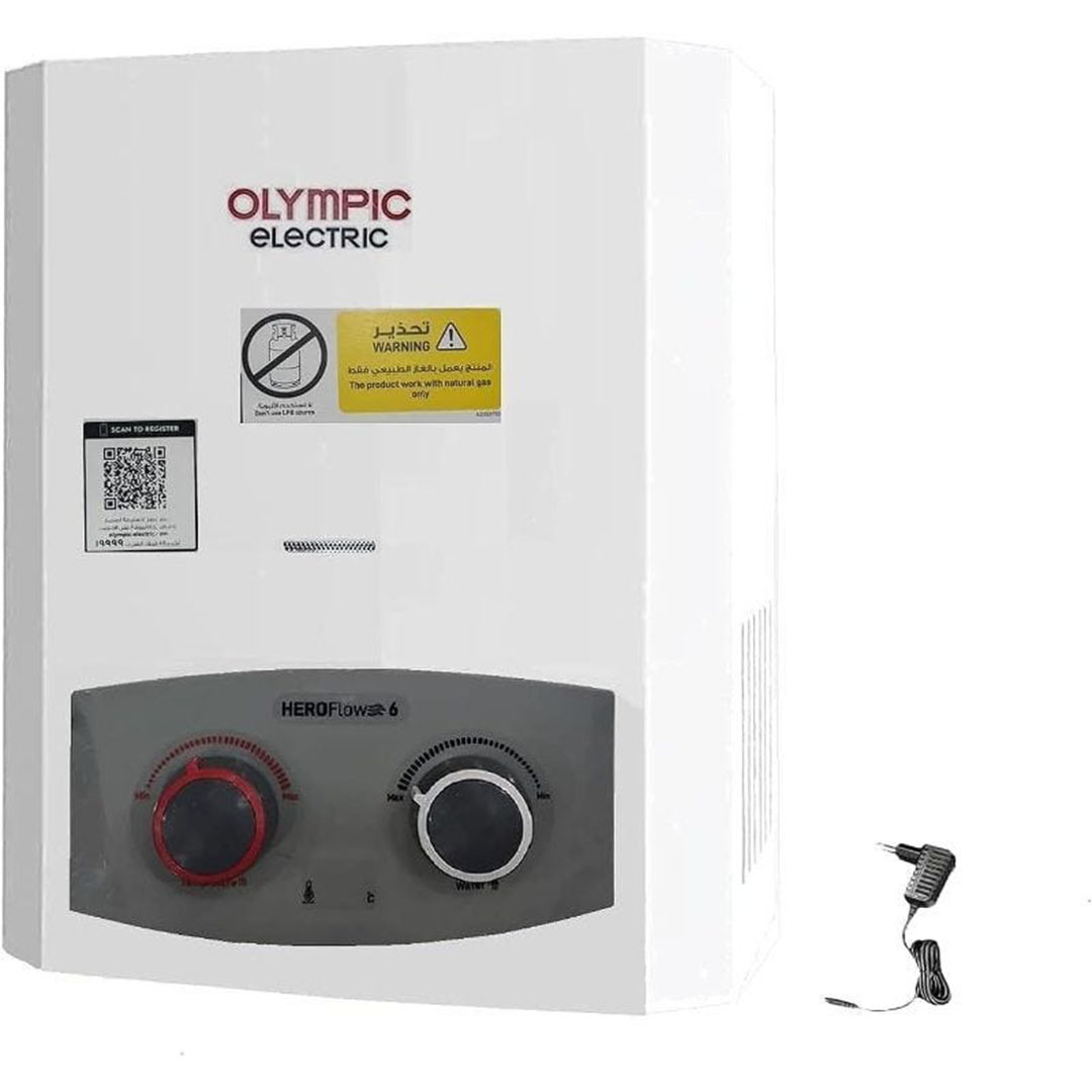 سخان غاز اوليمبيك - 6 لتر - أبيض - OYG06313WL