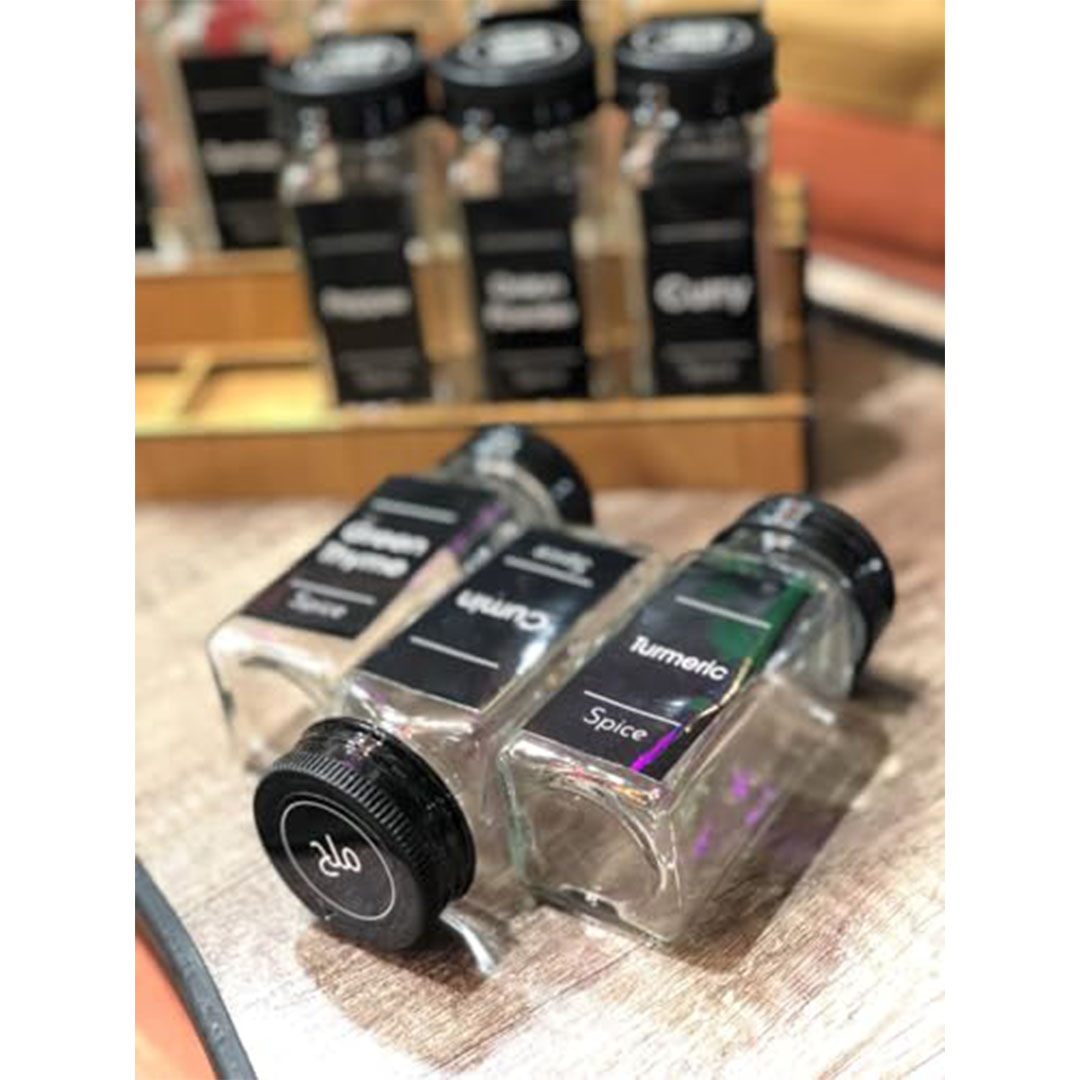 طقم توابل غطاء اسود باستاند - 12قطعة