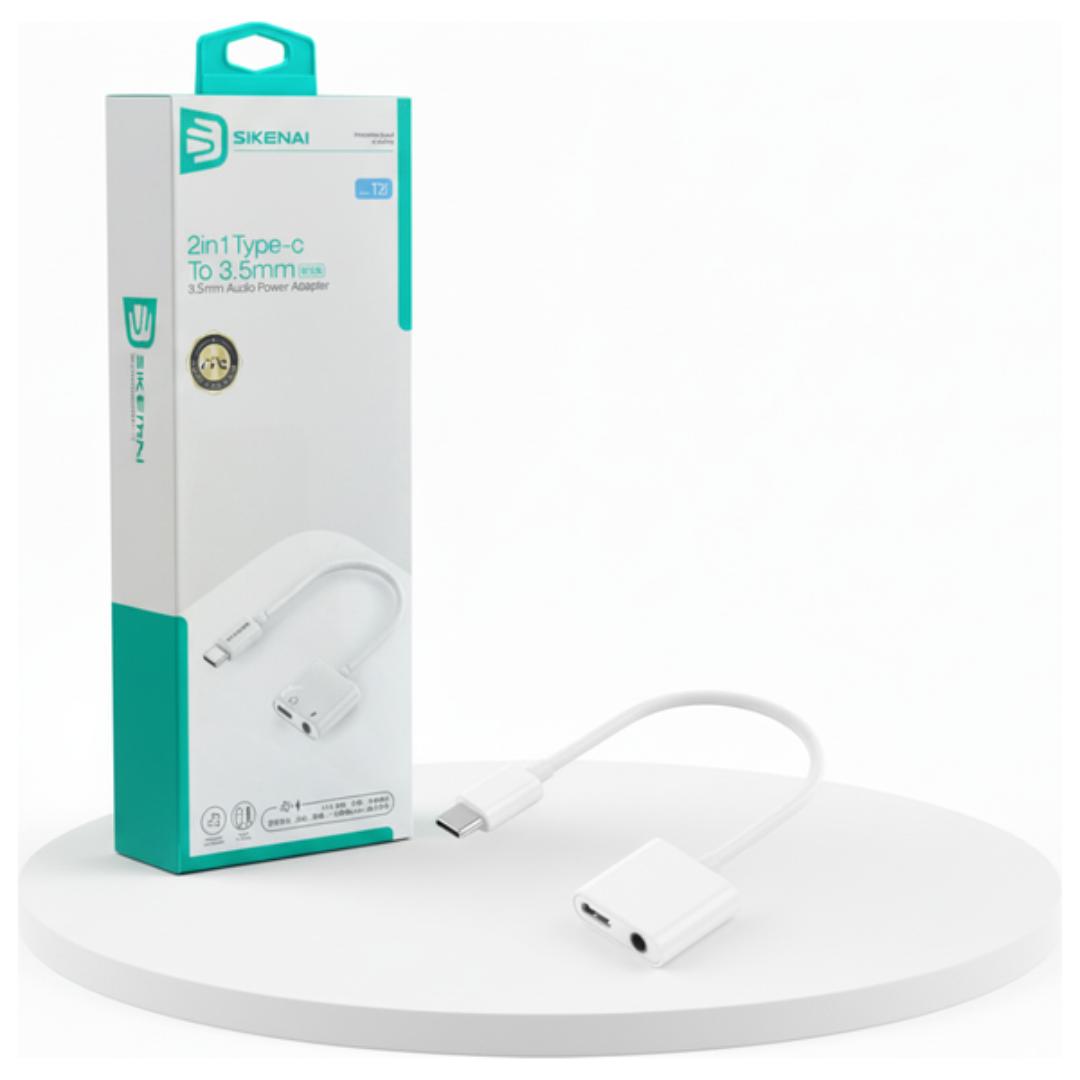 محول سماعه تايب سى سايكناى - أبيض - T2I