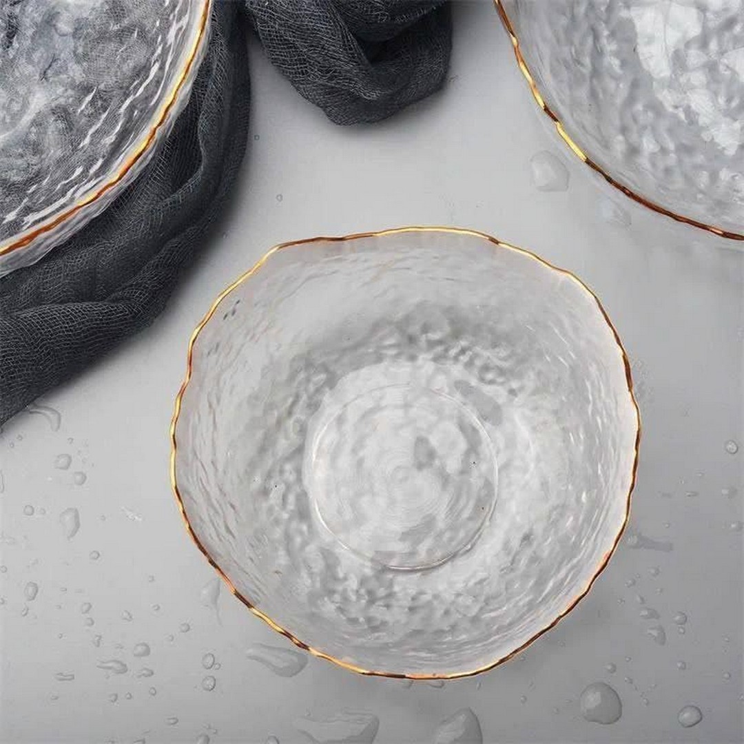 مجموعة أطباق سلطة - 3 قطع - شفاف