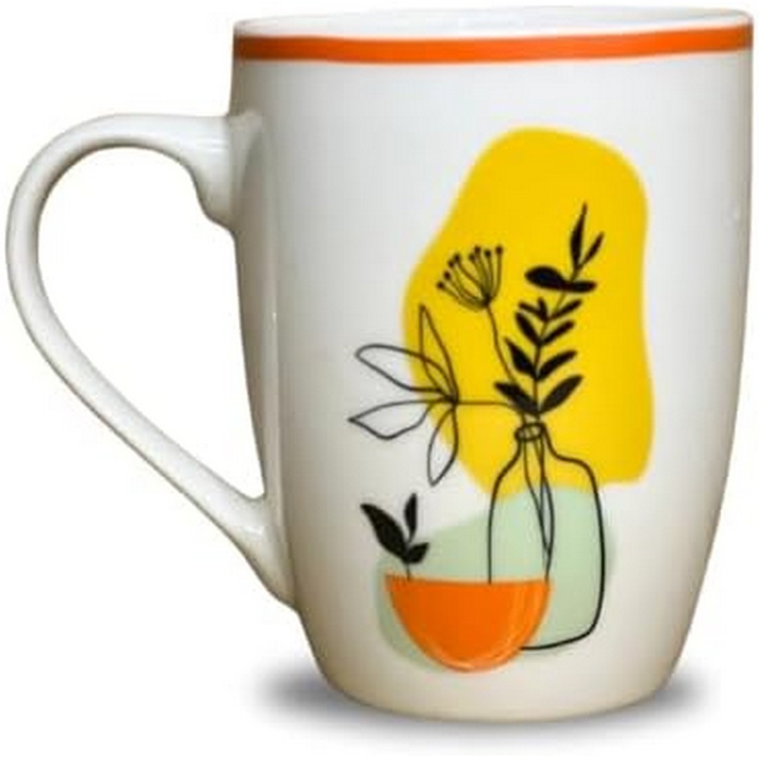 طقم مجات منقوش - 300 مل - 4 قطع - متعدد الألوان