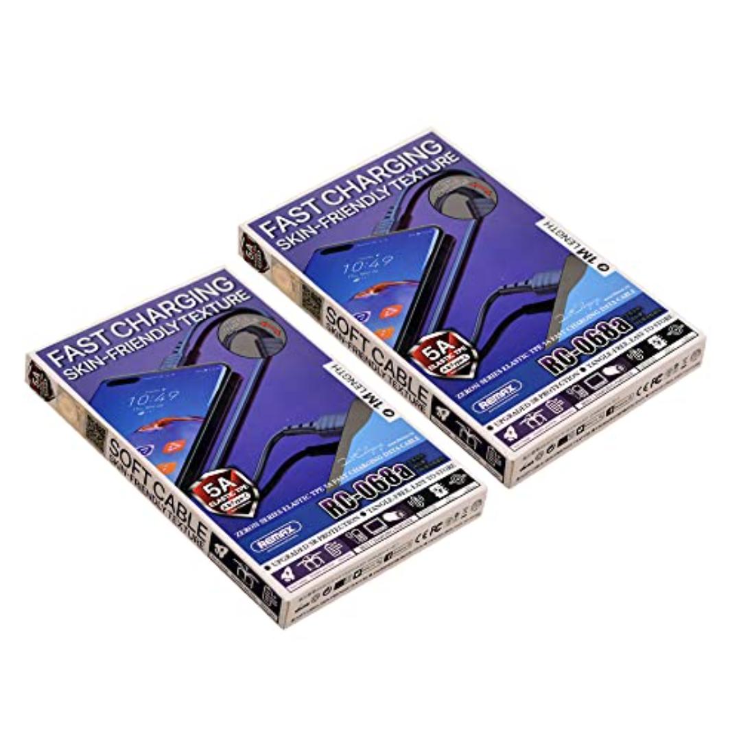 كابل شحن ونقل بيانات تايب سي من ريماكس - 1 متر - 2 قطعة - أزرق - RC-068A