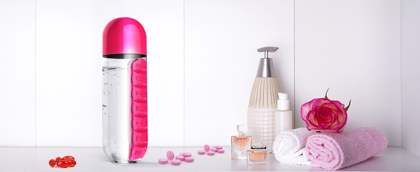 زجاجة مياة و منظم ادوية 2x1