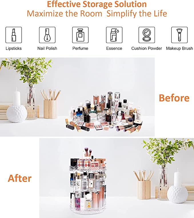 منظم ميكب اكريلك كريستال دوار