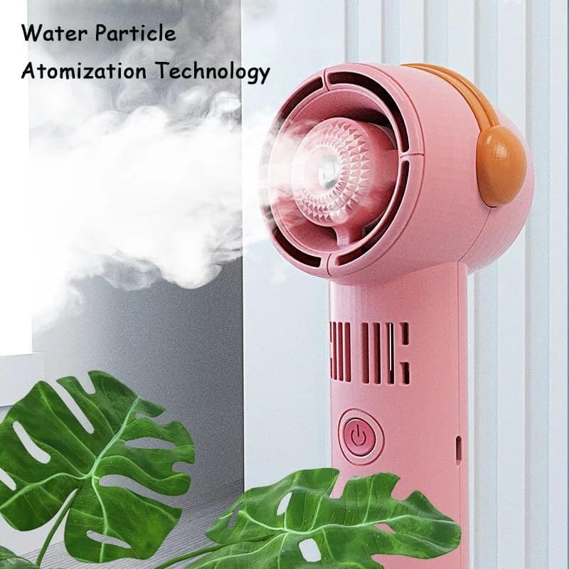 مروحة يد محمولة مع رذاذ للبشرة