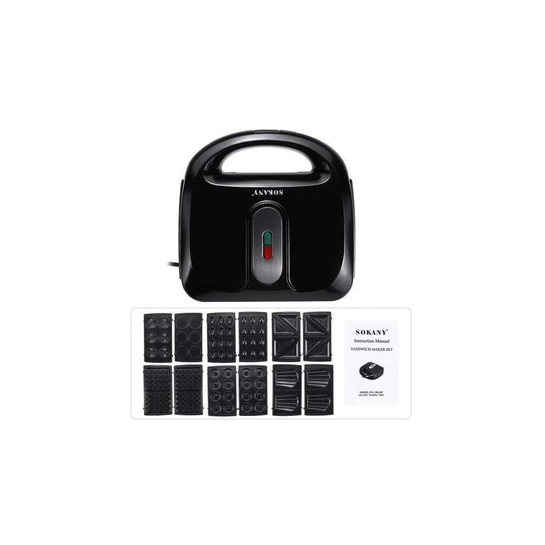 ساندويتش + وافل ميكر SK-907 من سوكاني 7*1 750 واط - اسود