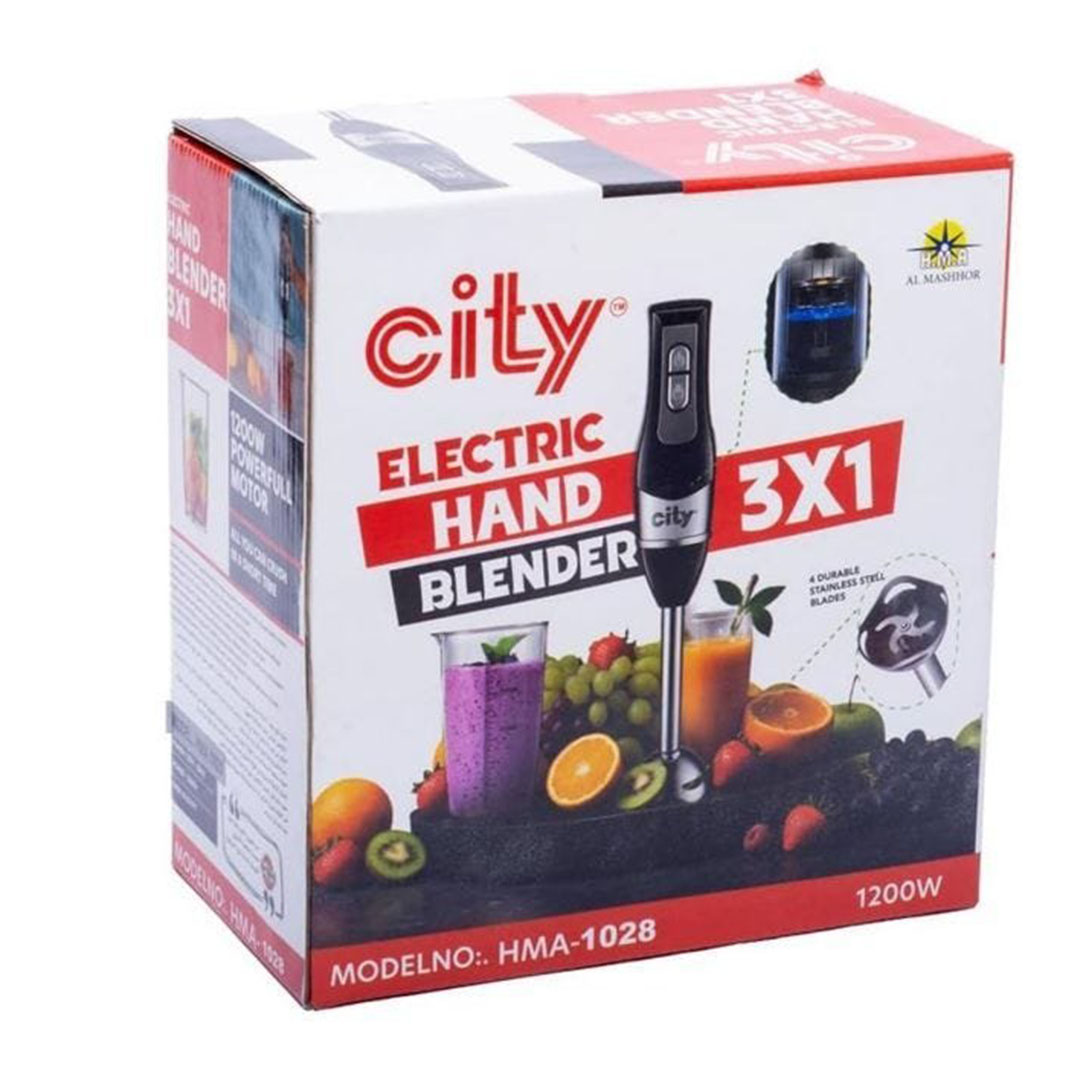 خلاط يدوي سيتي 3*1 - 1200 وات - أسود - HMA-1028