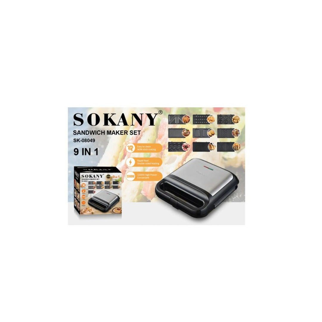 ساندوتش ميكر سوكاني 9*1 - 1200 وات - فضي - sk-08049