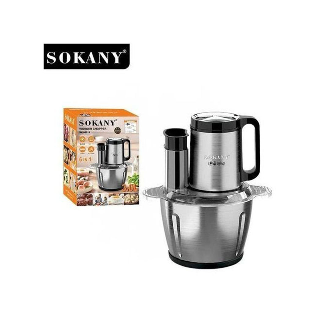 محضر طعام سوكانى استنالس 6*1 - 3 لتر - 800 وات - فضي - SK-06019