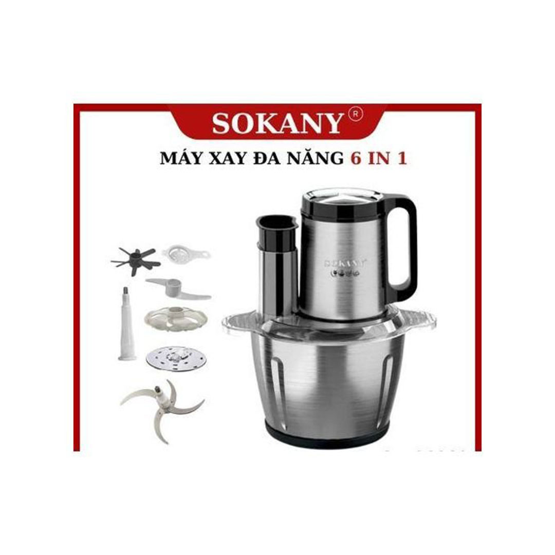 محضر طعام سوكانى استنالس 6*1 - 3 لتر - 800 وات - فضي - SK-06019