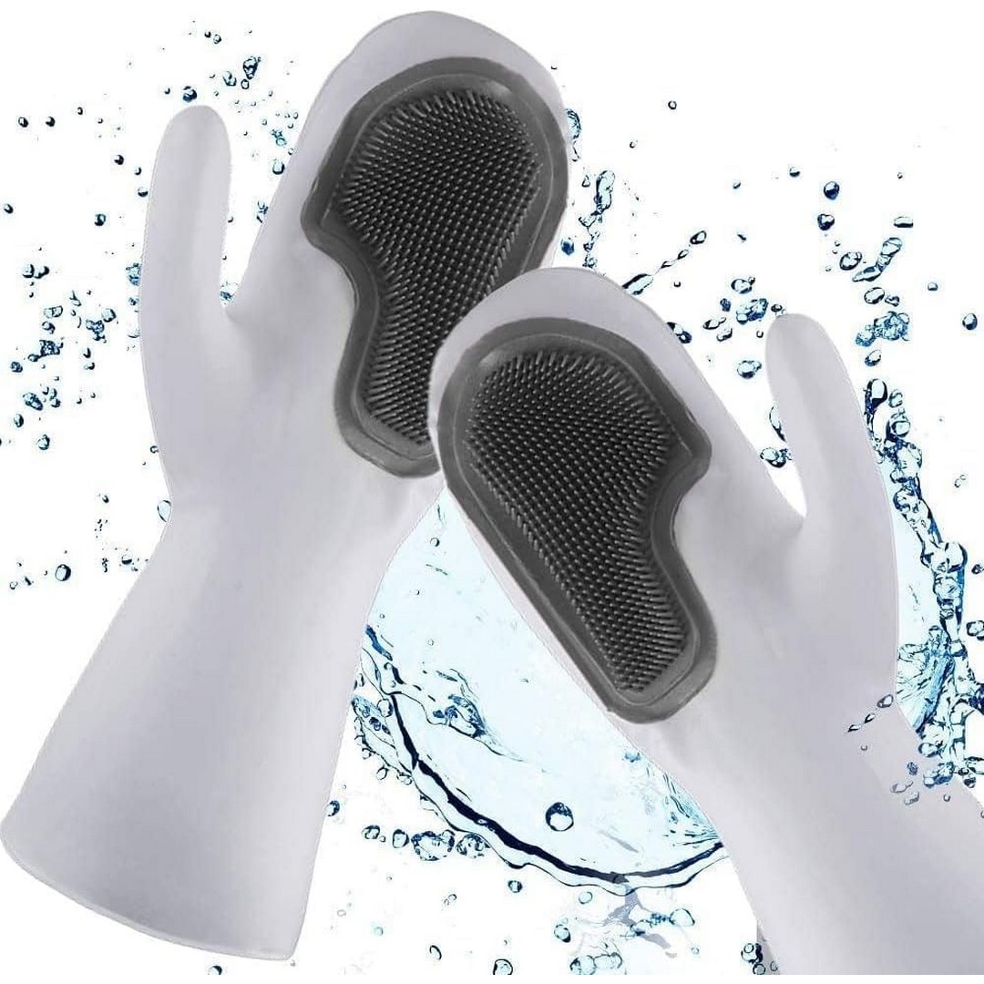 قفازات التنظيف القابلة لإعادة الأستخدام - رمادي