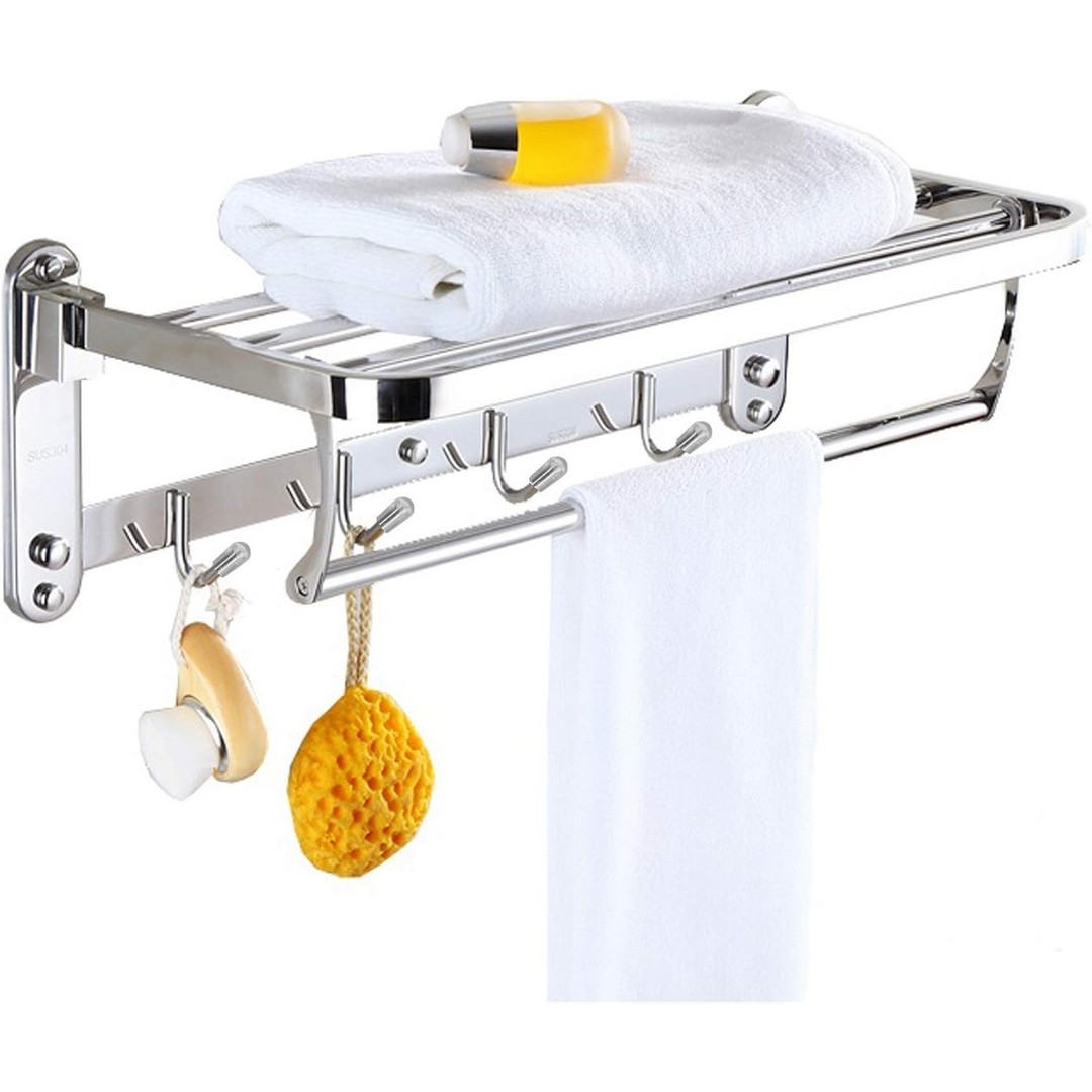 حامل مناشف قابل للطي ستانلس ستيل - فضي