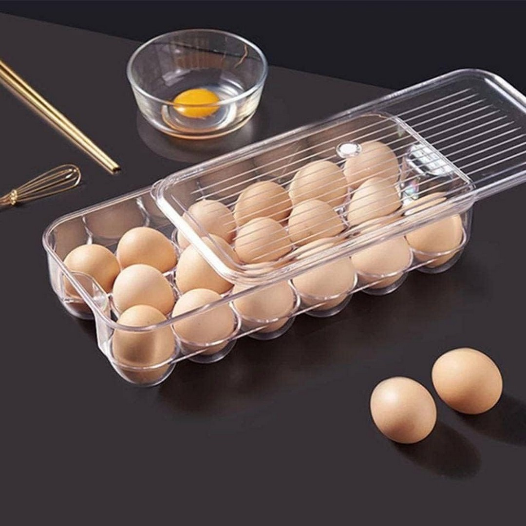 علبه منظم بيض بالغطاء اكريلك - 15 - شفاف