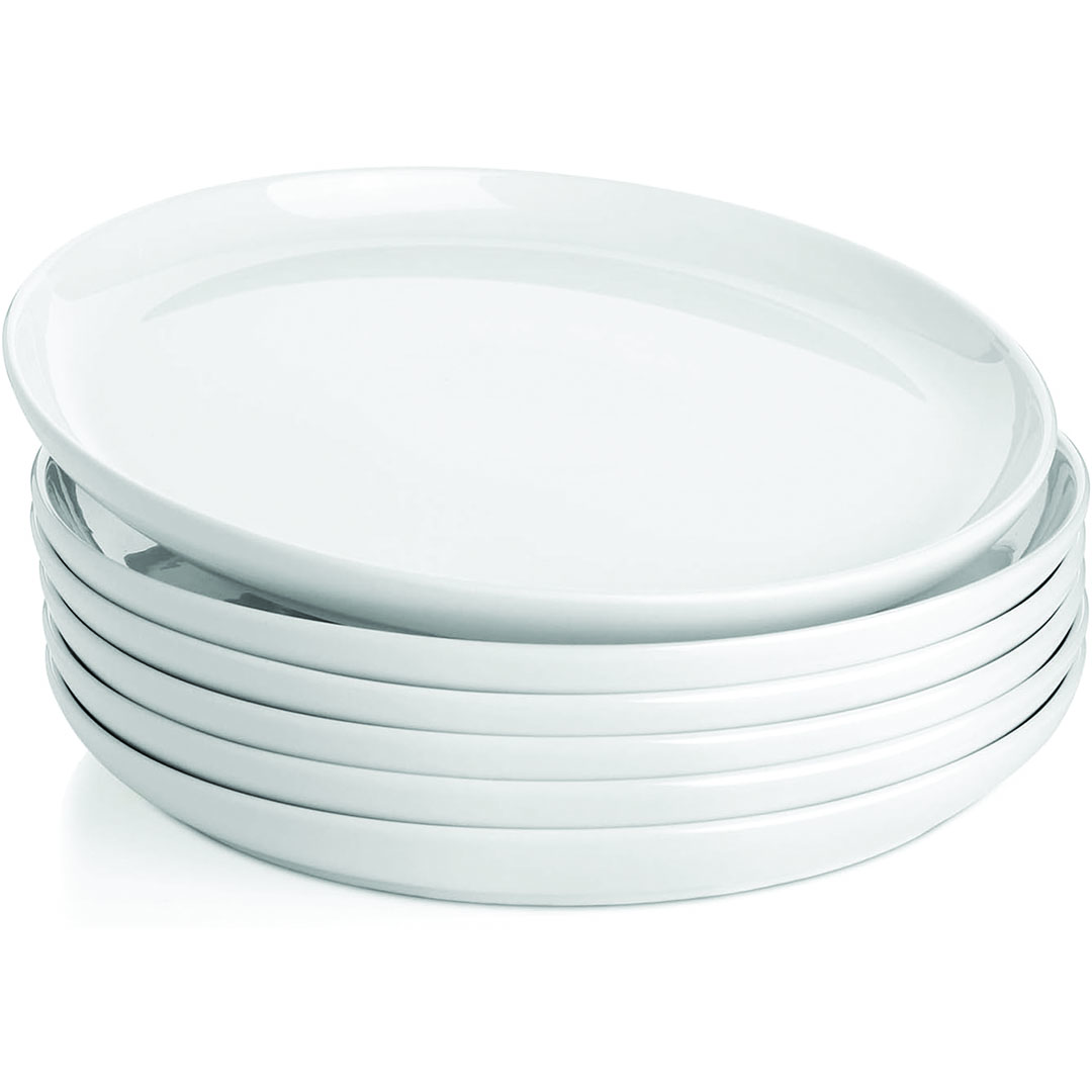 اطباق عشاء دائرية من البورسلين - 6 قطع - أبيض