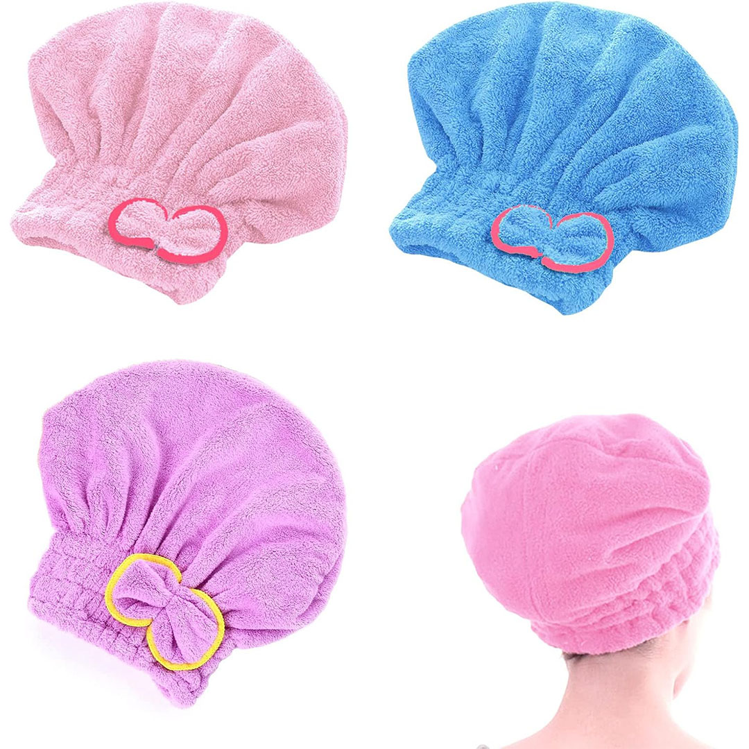 تربون فوطة شعر من المايكروفايبر جيدة الامتصاص - 3 قطع