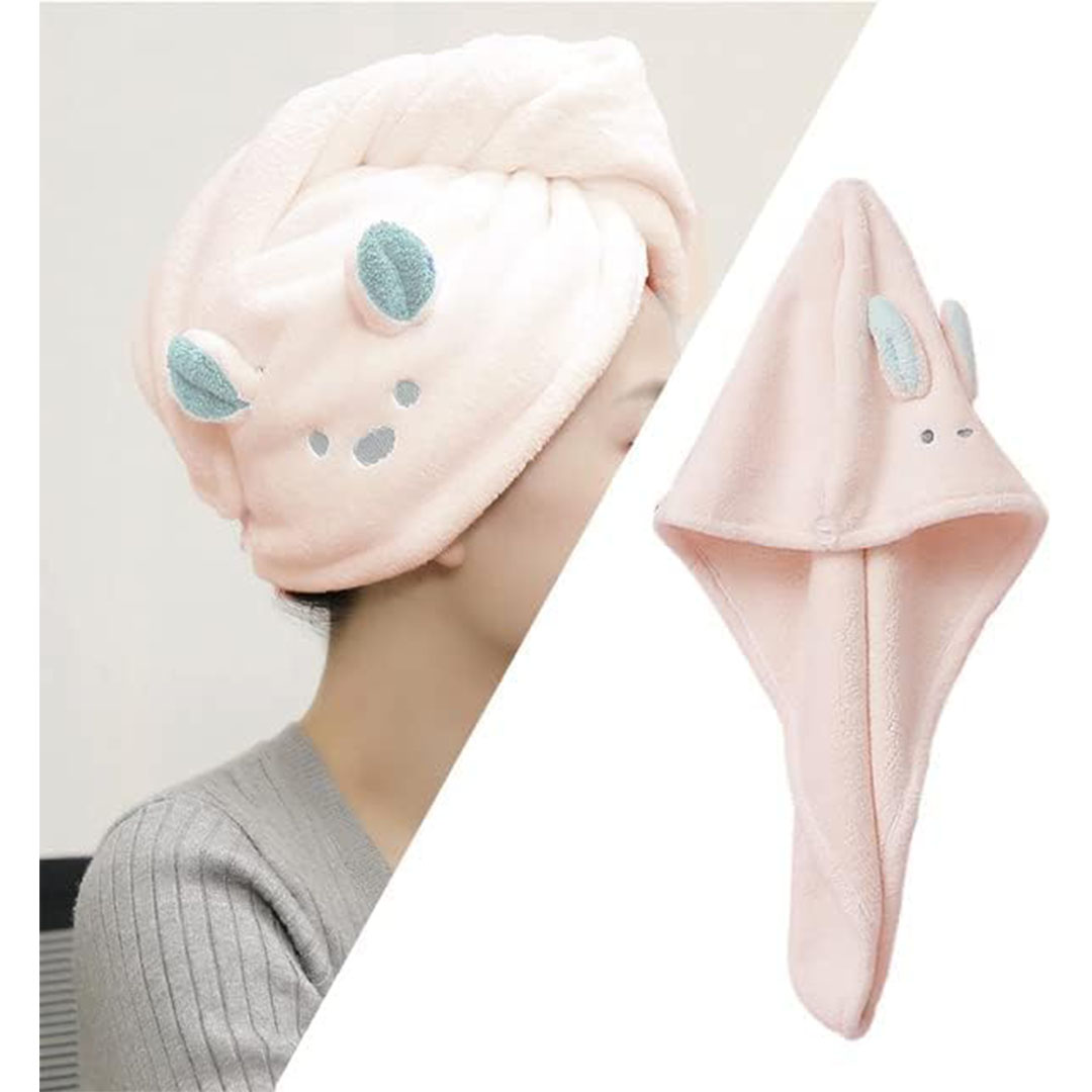 فوطة شعر شكل أرنب من المايكروفايبر جيدة الامتصاص