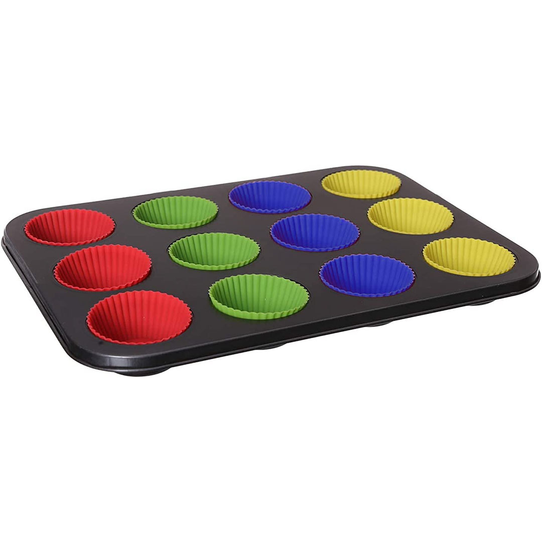 قالب كب كيك - 12 فتحة - متعدد الالوان