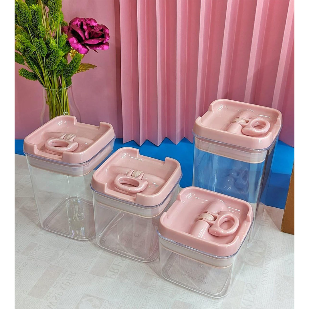 طقم علب اكريلك 4 قطعه محكم الغلق