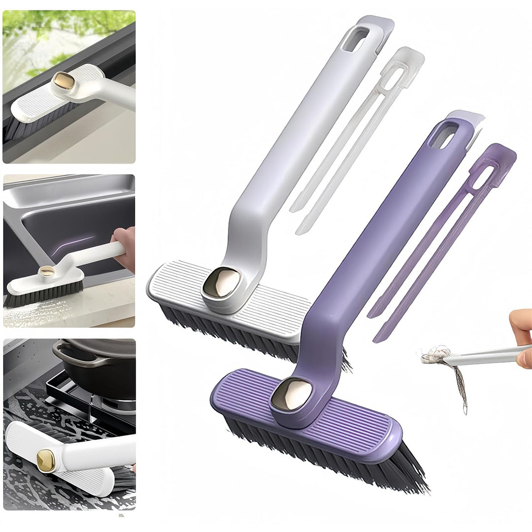 فرشاة تنظيف الشقوق بشعيرات صلبة دوارة 3 في 1 - قطعتين