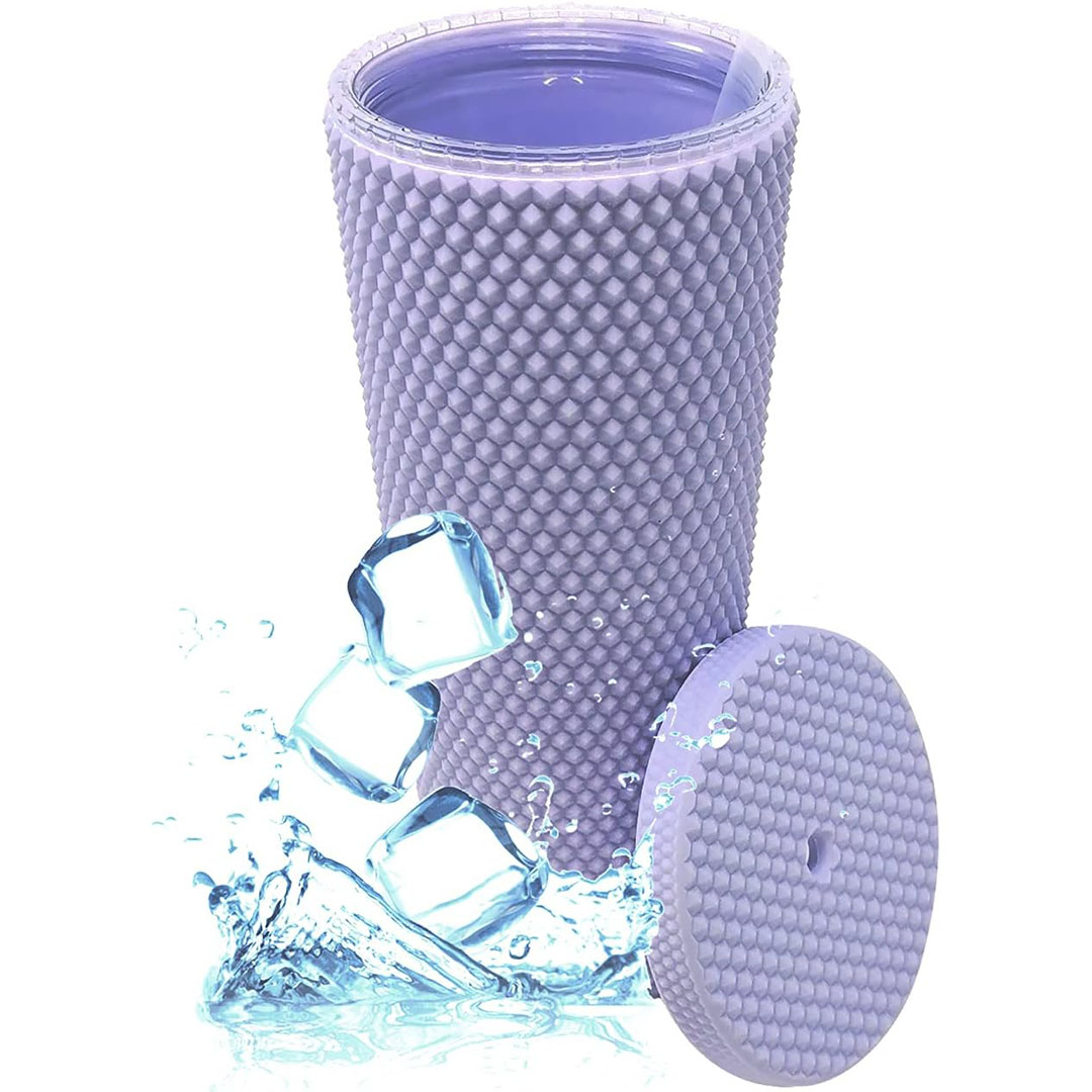 كوب بغطاء للمشروبات المثلجة - 700 مللي - بنفسجي