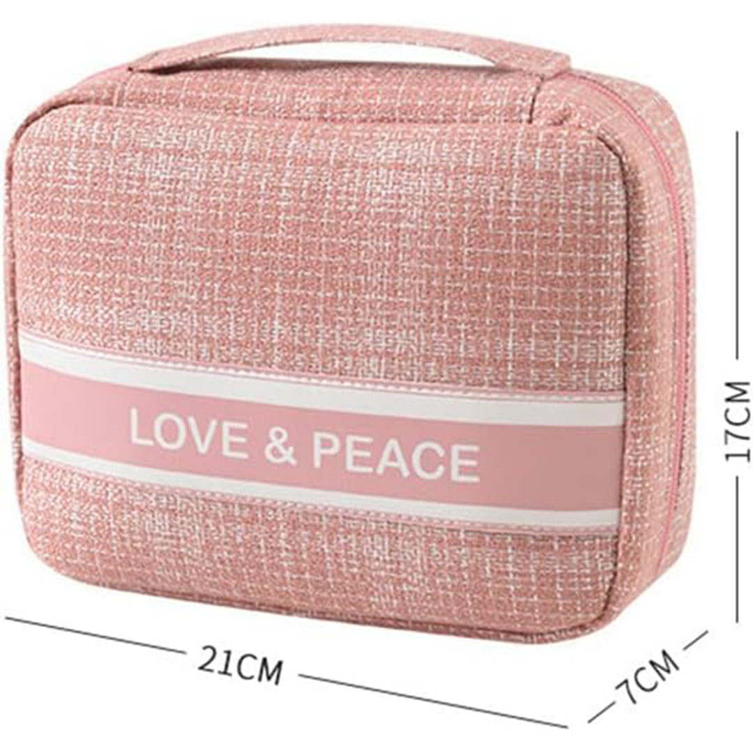 حقيبة مكياج وحقيبة أدوات تجميل معلقة - بينك