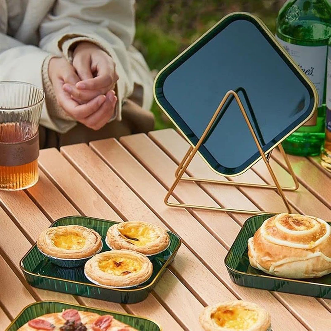 طقم اطباق حلويات اكريليك - 8 قطع - أخضر