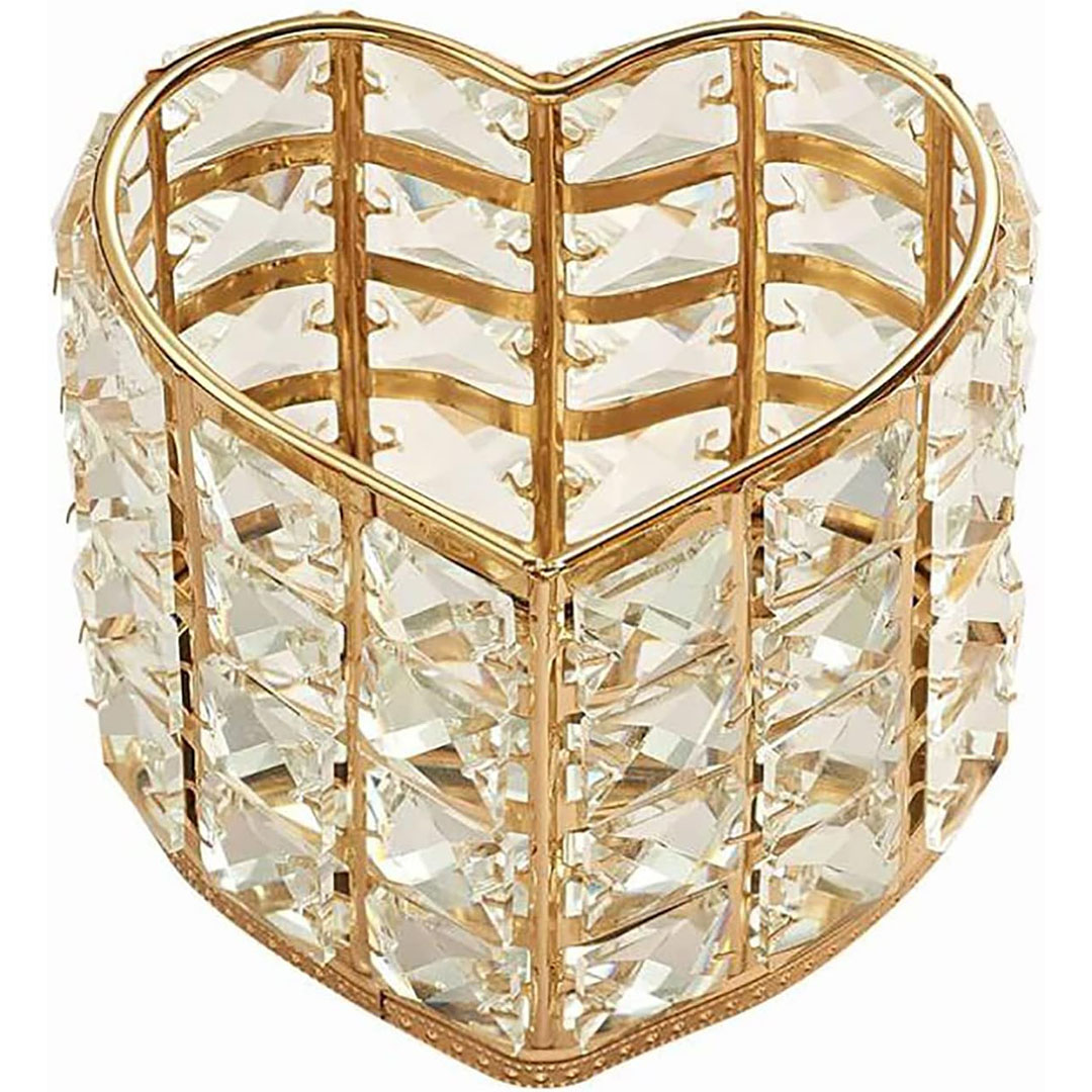 حامل فرش المكياج شكل قلب - ذهبي