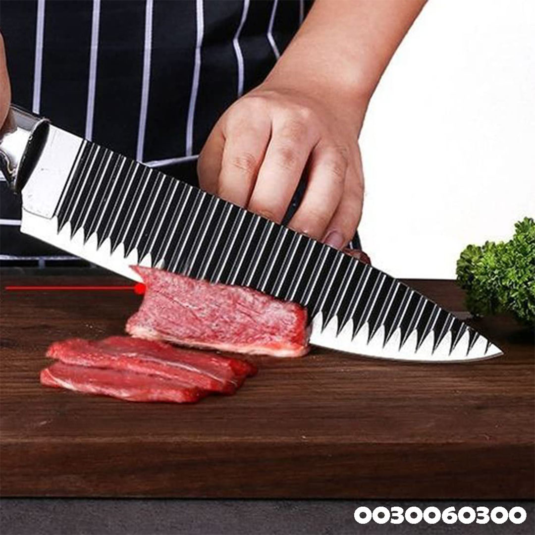 سكين مطبخ الستانلس ستيل - 33 سم - أسود