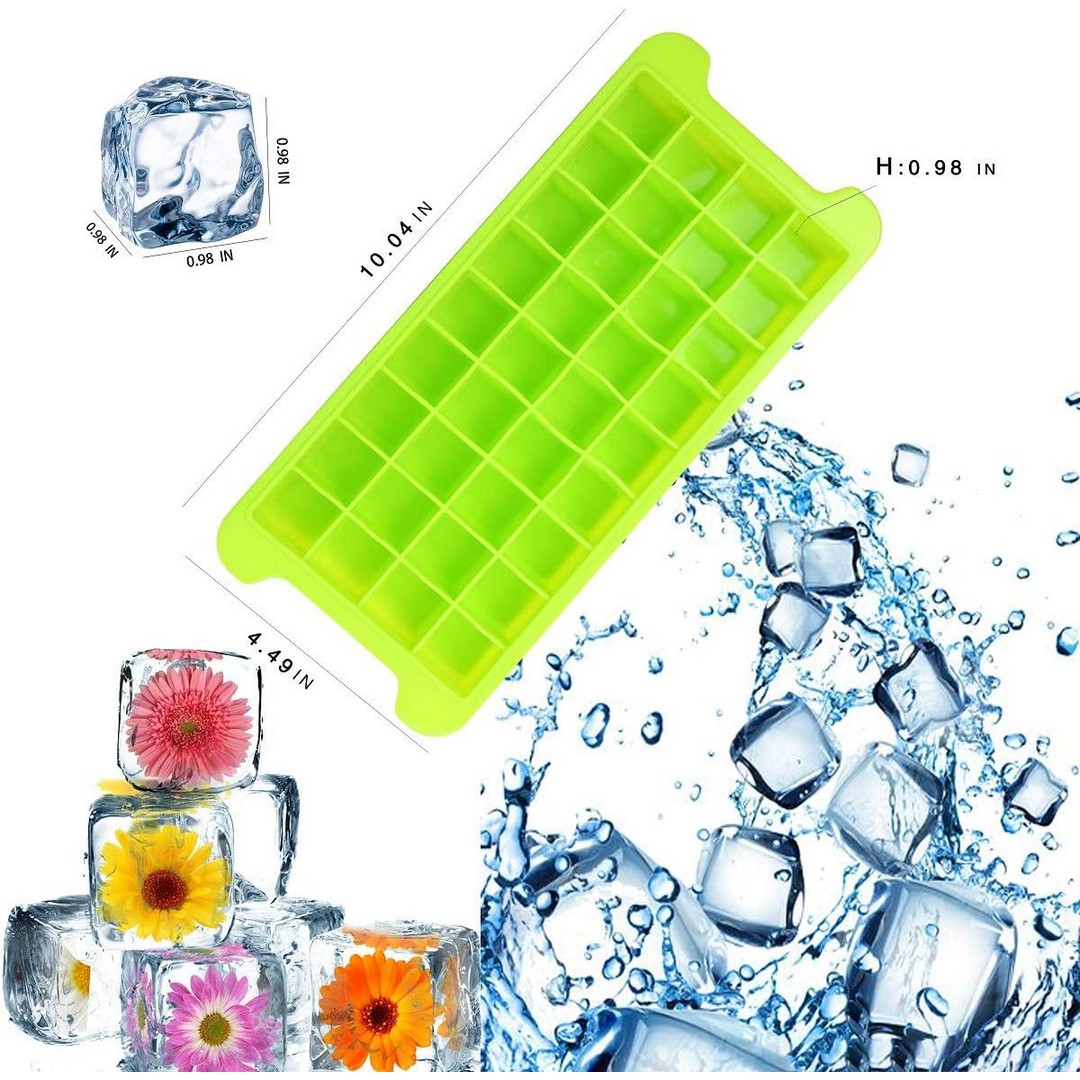 علب مكعبات ثلج سيليكون - 3 قطع - متعدد الألوان