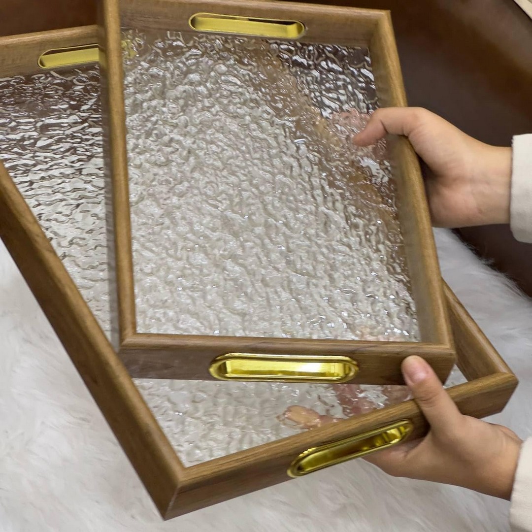 طقم صواني اكريلك بيد جولد - 2 قطعة